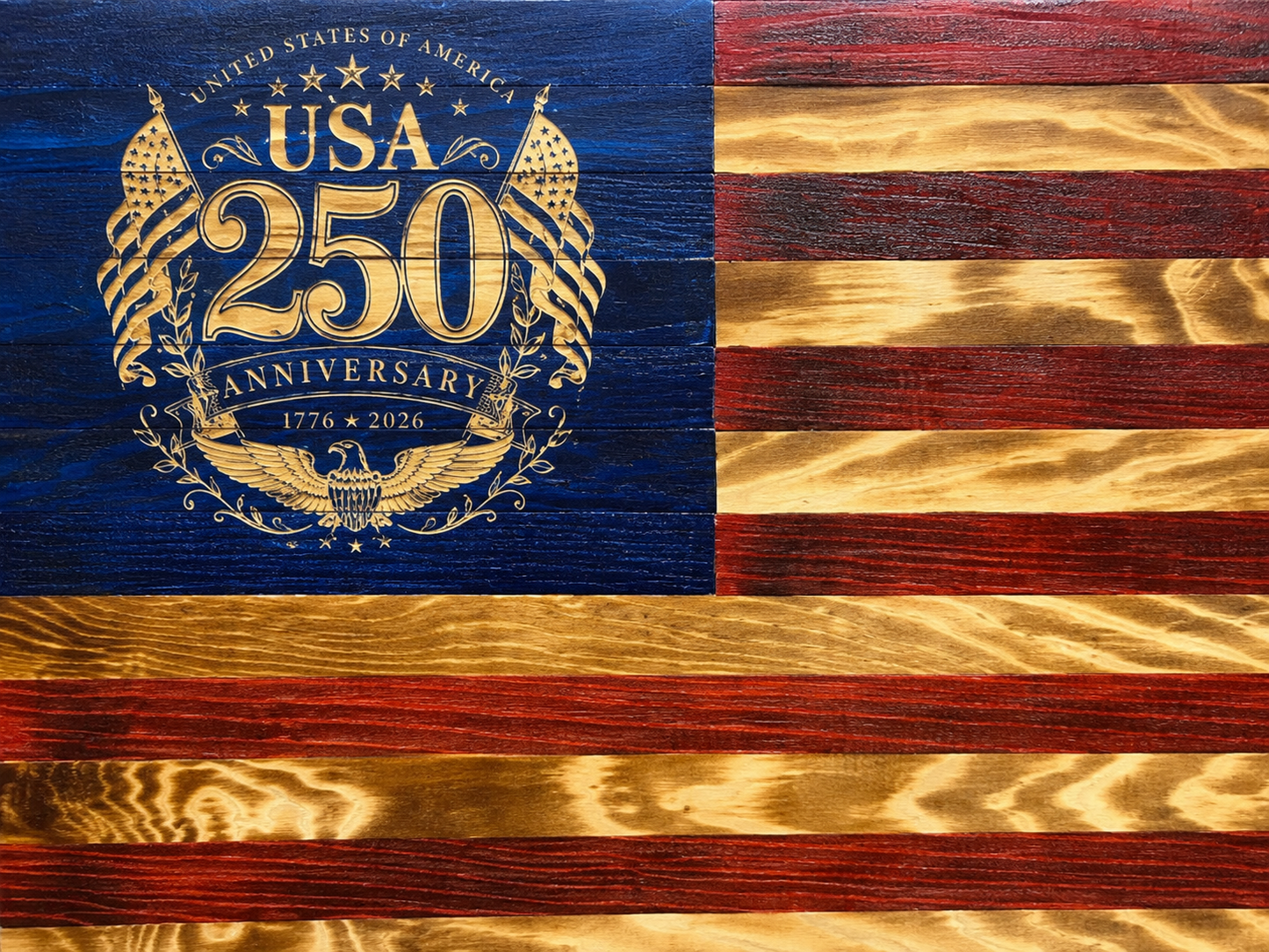 USA 250th Anniversary Wooden Flag